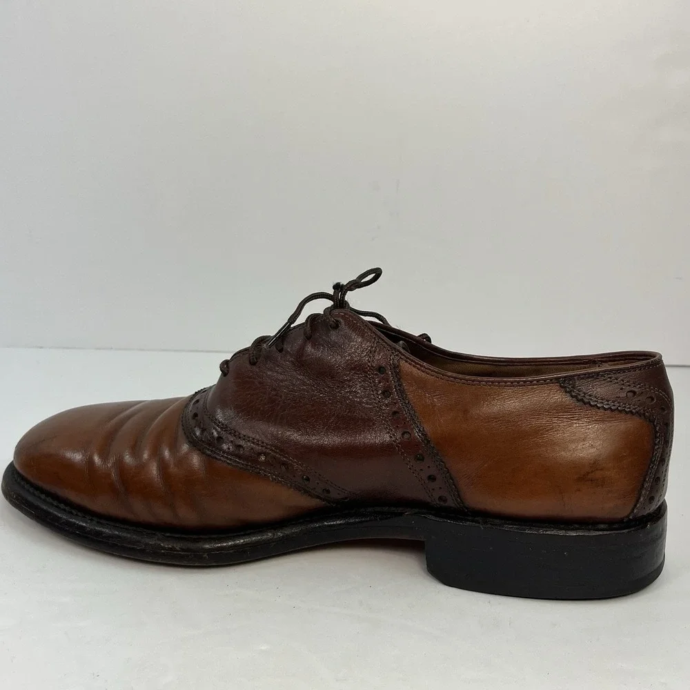 Vintage Allen Edmonds Polo Saddle Oxford Shoes Men Size 8D Brown Two Tone USA